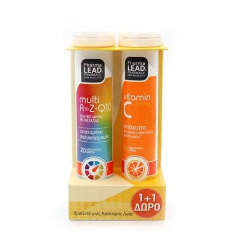 Pharmalead Multi+ A-Z & Q10 Πολυβιταμίνη 20 αναβράζοντα δισκία & Vitamin C 1000mg 20 αναβράζοντα δισκία (1+1 ΔΩΡΟ)
