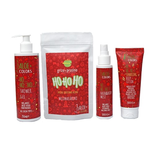 Aloe+ Colors Christmas Ho Ho Ηο Gist Set Sparkling Body Lotion 100ml + Shower Gel 250ml + Hair & Body Mist 100ml + Τσάι Xmas Blend