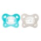 Chicco Physio Forma Dual Soft Πιπίλα Σιλικόνης Γκρι-Σιέλ (6-16m) 2τμχ Chicco Physio Forma Dual Soft Πιπίλα Σιλικόνης Γκρι-Σιέλ (6-16m) 2τμχ