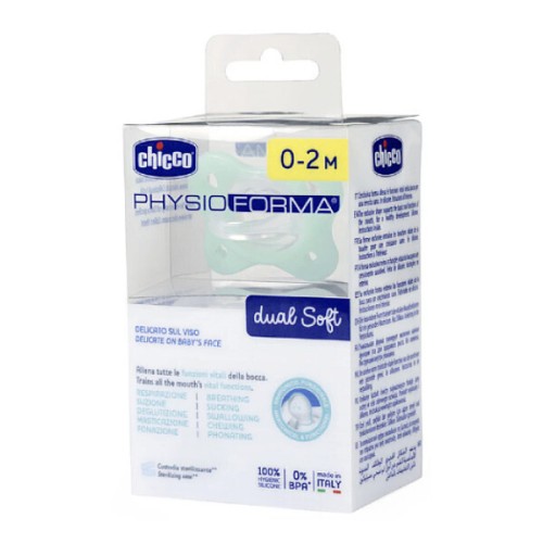 Chicco Πιπίλα Σιλικόνης Dual Soft Πράσινο για 0-2 μηνών 1τμχ Chicco Πιπίλα Σιλικόνης Dual Soft Πράσινο για 0-2 μηνών 1τμχ