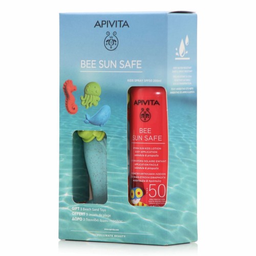 Apivita Bee Sun Safe Kids Αδιάβροχο Παιδικό Αντηλιακό Spray SPF50 200ml & ΔΩΡΟ 3 Παιχνίδια Άμμου Παραλίας
