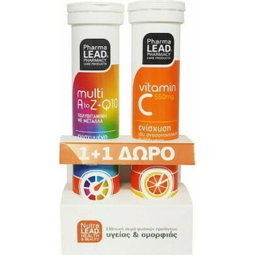 Pharmalead Multi+ A-Z & Q10 Πολυβιταμίνη 20 αναβράζοντα δισκία & Vitamin C 1000mg 20 αναβράζοντα δισκία (1+1 ΔΩΡΟ)