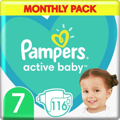 Pampers Πάνες με Αυτοκόλλητο Active Baby No. 7 για 15+kg 116τμχ