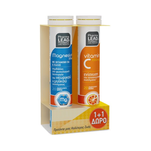 Pharmalead με Βιταμίνη C Μαγνήσιο με Βιταμίνη Β6 20 αναβράζοντα δισκία & Vitamin C 1000mg 20 αναβράζοντα δισκία