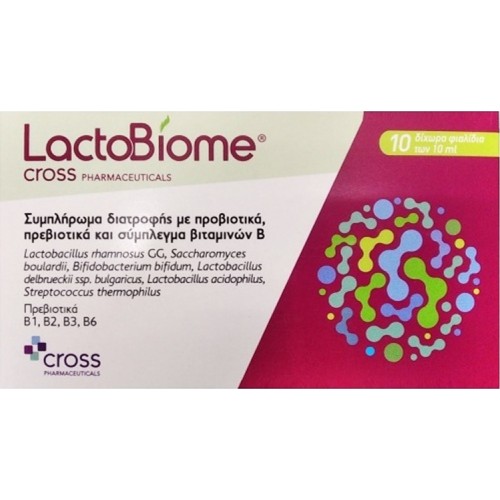 Cross Pharmaceuticals LactoBiome Συμπλήρωμα Προβιοτικών, Πρεβιοτικών & Βιταμινών Β 10x10ml Cross Pharmaceuticals LactoBiome Συμπλήρωμα Προβιοτικών, Πρεβιοτικών & Βιταμινών Β 10x10ml