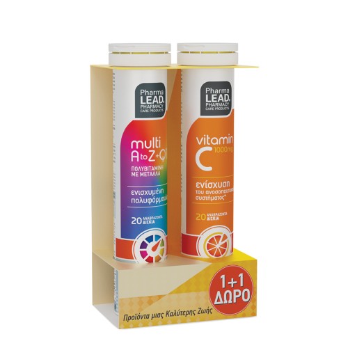 Pharmalead Multi+ A-Z & Q10 Πολυβιταμίνη 20 αναβράζοντα δισκία & Vitamin C 1000mg 20 αναβράζοντα δισκία (1+1 ΔΩΡΟ)