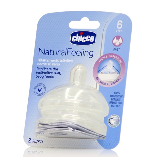 Chicco Natural Feeling Θηλές από Σιλικόνη Γρήγορης Ροής για 6+ μηνών 2τμχ