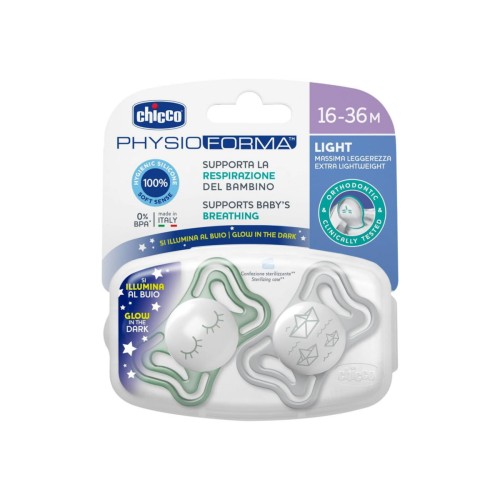 Chicco Forma Light Πιπίλα Σιλικόνης με Θήκη 16-36m για τη Νύχτα 2τμχ Chicco Forma Light Πιπίλα Σιλικόνης με Θήκη 16-36m για τη Νύχτα 2τμχ
