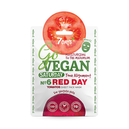 7DAYS Go Vegan Saturday Red Day Sheet Face Mask για Εξισορρόπηση Τόνου, Ενυδάτωση & Ζωντάνια 25g