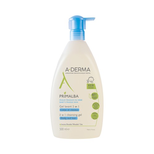 A-Derma Primalba Cleansing Gel 2in1 Τζελ Καθαρισμού για το Ευαίσθητο Βρεφικό Δέρμα 500ml