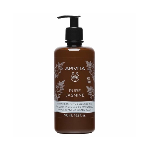 Apivita Pure Jasmine Shower Gel Aφρόλουτρο με Aιθέρια Έλαια Ecopack 500ml