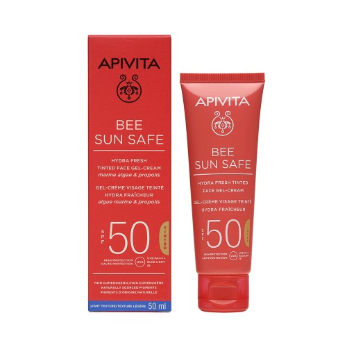 Apivita Bee Sun Safe Hydra Fresh Αντηλιακή Ενυδατική Κρέμα Gel Προσώπου με Χρώμα SPF50, 50ml