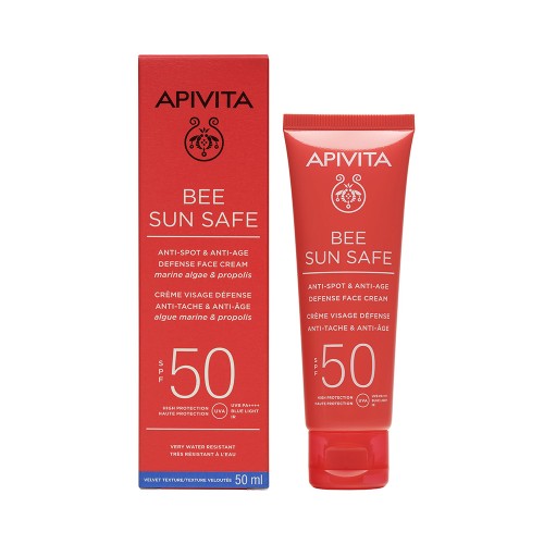 Apivita Bee Sun Safe Αντηλιακή Κρέμα Προσώπου Κατά των Πανάδων & των Ρυτίδων SPF50, 50ml