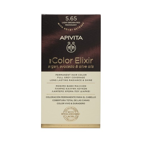 Apivita My Color Elixir Μόνιμη Βαφή Μαλλιών με Έλαιο Ελιάς, Argan και Αβοκάντο 5.65 Καστανό Ανοιχτό Κόκκινο Μαονί