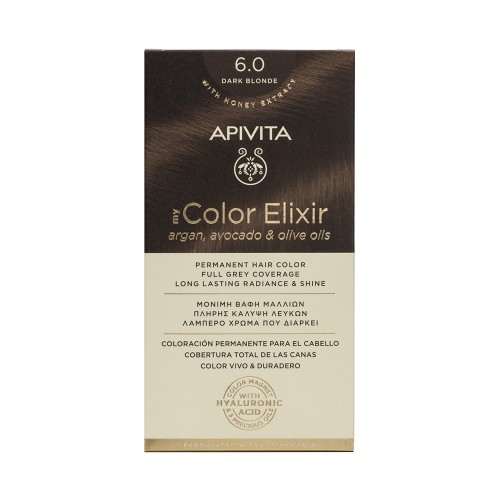Apivita My Color Elixir Μόνιμη Βαφή Μαλλιών με Έλαιο Ελιάς, Argan και Αβοκάντο 6.0 Ξανθό Σκούρο