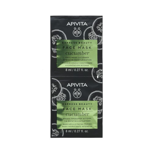 Apivita Express Beauty Face Mask Cucumber Μάσκα Προσώπου Αγγούρι για Εντατική Ενυδάτωση 2x8ml