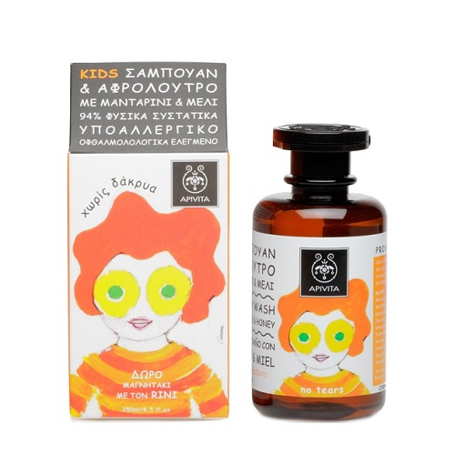 Apivita Kids Shampoo & Shower Gel with Honey & Mandarin, 250ml