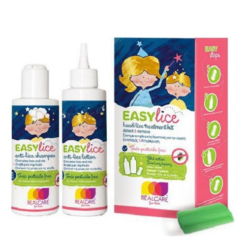 Real Care Easylice Head Lice Treatment Kit Λοσιόν 125ml + Σαμπουάν 125ml + Χτένι για Κόνιδες