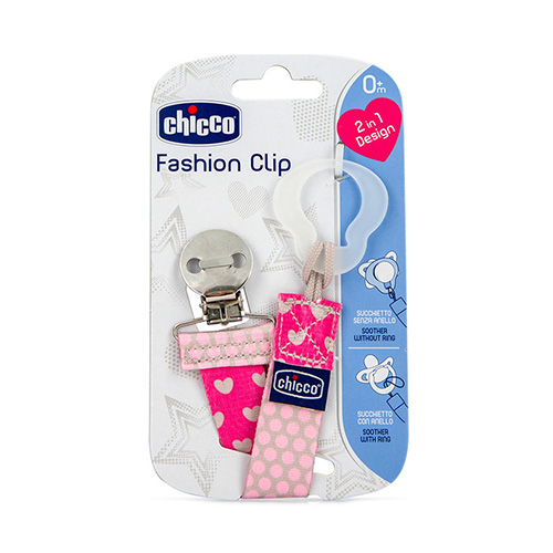 Chicco Fashion Clip Κλιπ Πιπίλας σε Ροζ Χρώμα 1τμχ (09341-10)