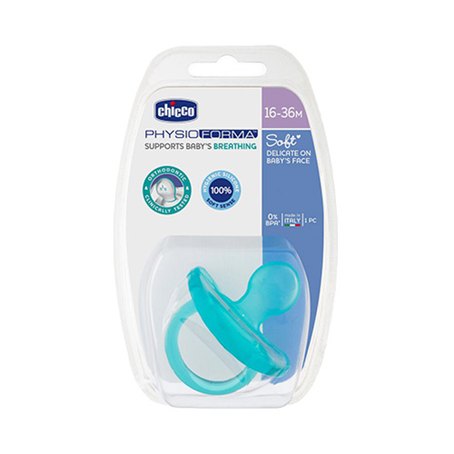 Chicco Physio Soft Πιπίλα Όλο Σιλικόνη 16-36m Σιελ 1τμχ (02713-21)