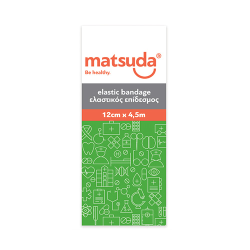 Matsuda Ελαστικός Επίδεσμος με Άγκιστρα 12cm x 4.5m