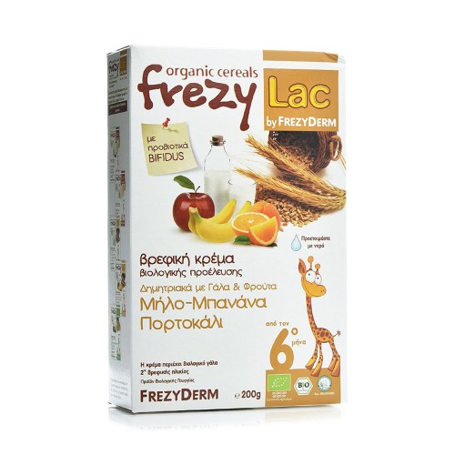 Frezylac Βιολογική Βρεφική Κρέμα Δημητριακά με Γάλα & Φρούτα μετά τον 6ο μήνα 200g