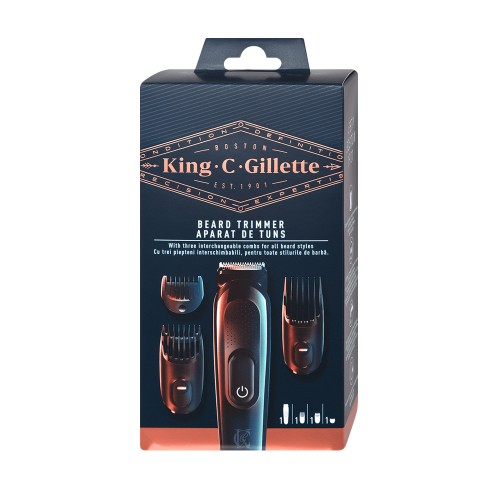 Gillette King C Beard Trimmer Ξυριστική Μηχανή Προσώπου Επαναφορτιζόμενη με 3 χτενάκια