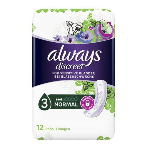 Always Discreet Normal No 3 - Σερβιέτες Ακράτειας, 12τμχ Always Discreet Normal No 3 - Σερβιέτες Ακράτειας, 12τμχ
