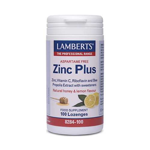 Lamberts Zinc Plus Lozenges Παστίλιες Ψευδαργύρου με Βιταμίνη C & Πρόπολη, Γεύση Μέλι & Λεμόνι 100τμχ