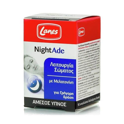 Lanes NightAde Συμπλήρωμα Διατροφής για Φυσικό και Άμεσο Ύπνο 90 Υπογλώσσια Δισκία