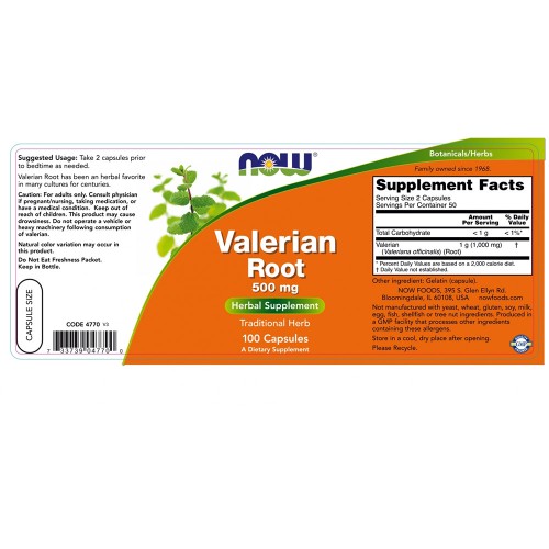 Now Foods Valerian Root 500mg με Ηρεμιστικές και Χαλαρωτικές Ιδιότητες 100veg caps Now Foods Valerian Root 500mg με Ηρεμιστικές και Χαλαρωτικές Ιδιότητες 100veg caps