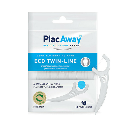 PlacAway Eco Twin-Line Διπλό Οδοντικό Νήμα με Γεύση Μέντα και Λαβή 30τμχ PlacAway Eco Twin-Line Διπλό Οδοντικό Νήμα με Γεύση Μέντα και Λαβή 30τμχ