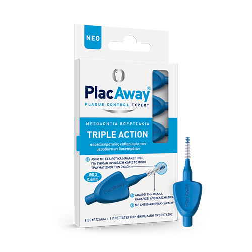 PlacAway Triple Action Μεσοδόντια Βουρτσάκια 0.6mm Μπλε 6τμχ