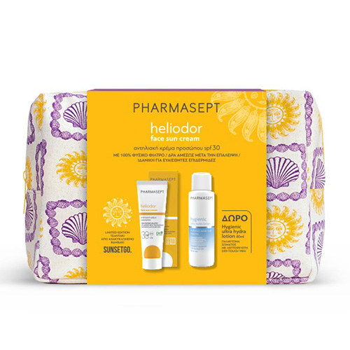 Pharmasept Promo Pack Heliodor Face Sun Cream SPF30 50ml & Δώρο Hygienic Ultra Hydra Lotion 80ml & Νεσεσέρ