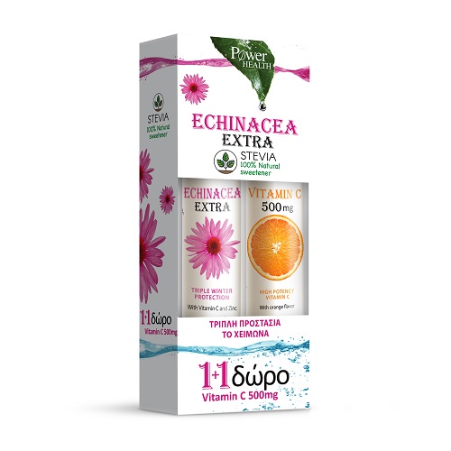 Power Health Echinacea Extra με Στέβια 24 αναβρ. δισκία + Vitamin C 500mg 20 αναβράζοντα δισκία