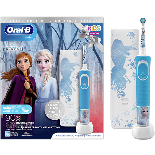 Oral-B Frozen Special Edition Οδοντόβουρτσα με Θήκη Ταξιδίου για 3+ χρονών