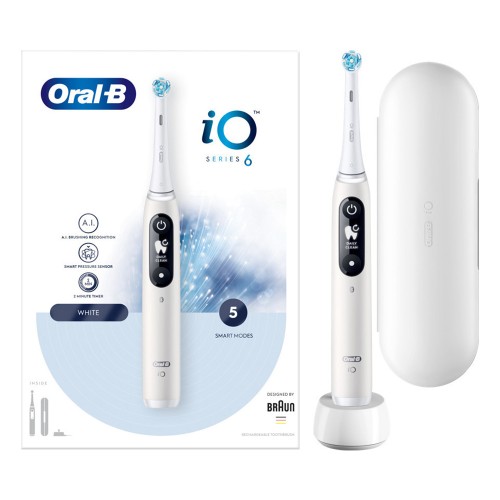 Oral-B iO Series 6 Ηλεκτρική Οδοντόβουρτσα με Αισθητήρα Πίεσης White 1τμχ