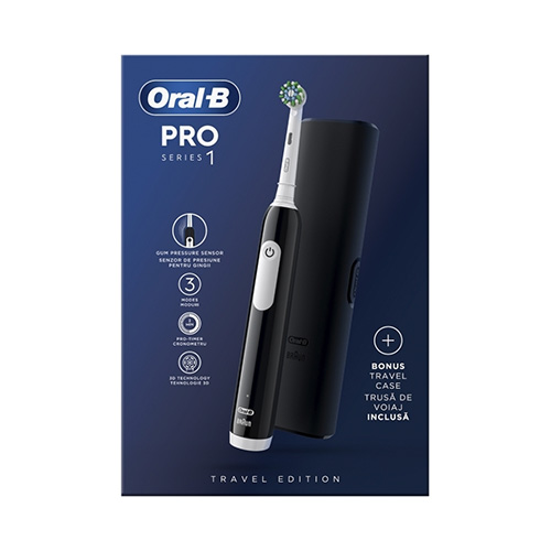 Oral-B Pro Series 1 Ηλεκτρική Οδοντόβουρτσα με Θήκη Ταξιδίου 1τμχ - Μαύρο