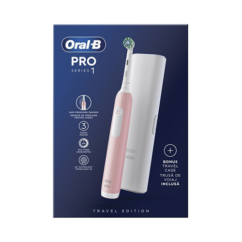 Oral-B Pro Series 1 Ηλεκτρική Οδοντόβουρτσα με Θήκη Ταξιδίου 1τμχ - Ροζ
