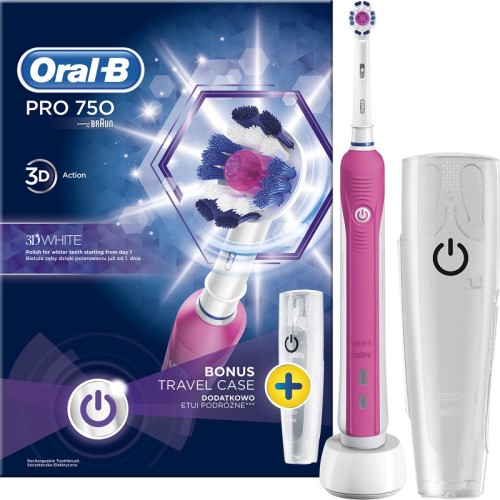 Oral-B Pro 750 Pink Colour & Bonus Travel Case