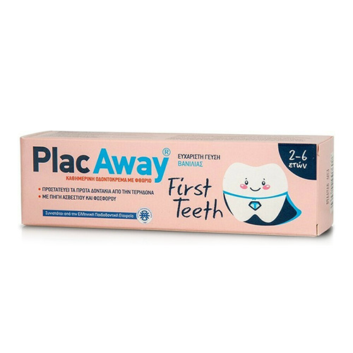 PlacAway First Teeth Παιδική Οδοντόκρεμα με Γεύση Βανίλια για 2-6 ετών 50ml PlacAway First Teeth Παιδική Οδοντόκρεμα με Γεύση Βανίλια για 2-6 ετών 50ml