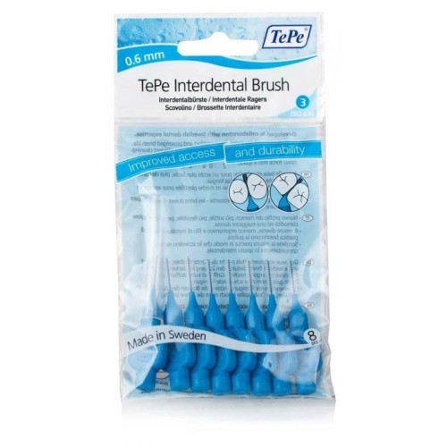 TePe Intermediate Blue Brushes 0.6mm (8 Pcs)