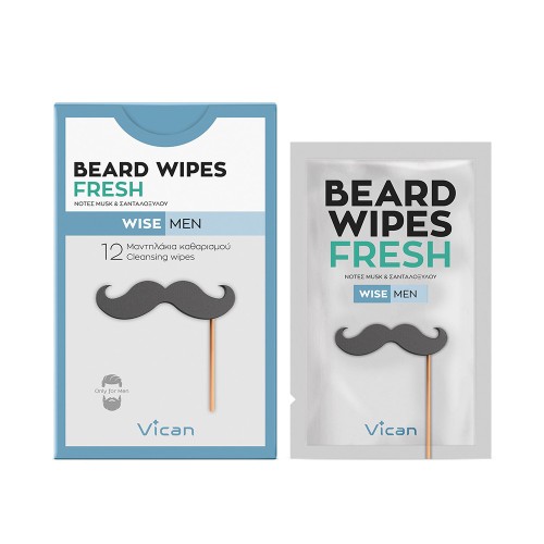 Vican Wise Men Beard Wipes Fresh Μαντηλάκια Καθαρισμού για τη Γενειάδα, 12τμχ Vican Wise Men Beard Wipes Fresh Μαντηλάκια Καθαρισμού για τη Γενειάδα, 12τμχ