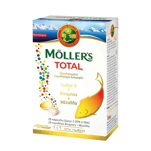 Moller's Total Ωμέγα 3 28caps + Βιταμίνες και Μέταλλα, 28 tabs