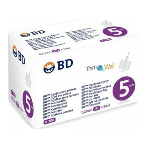 BD Thin Wall Βελόνες για Πένα Ινσουλίνης 31G x 5mm 100τμχ BD Thin Wall Βελόνες για Πένα Ινσουλίνης 31G x 5mm 100τμχ