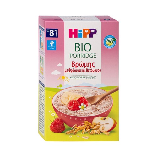 Hipp Bio Porridge Βρεφική Κρέμα Βρώμης με Φράουλα και Βατόμουρο 8m+ 250g
