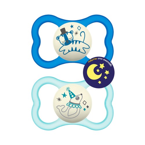 Mam Air Night Orthodontic Silicone Pacifier 16m+ 2pcs (215S) - Blue