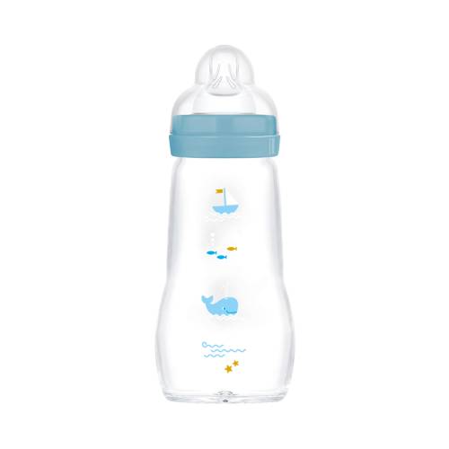 Mam Feel Good Baby Bottle Γυάλινο Μπιμπερό με Θηλή Σιλικόνης 2m+ 260ml (375SB) - Μπλε Mam Feel Good Baby Bottle Γυάλινο Μπιμπερό με Θηλή Σιλικόνης 2m+ 260ml (375SB) - Μπλε