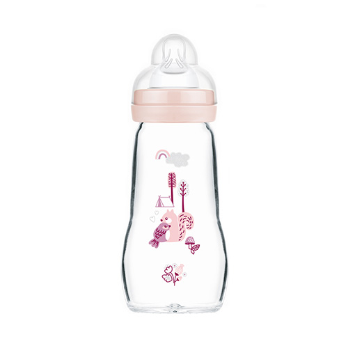 Mam Feel Good Baby Bottle Γυάλινο Μπιμπερό με Θηλή Σιλικόνης 2m+ 260ml (375SG) - Ροζ Mam Feel Good Baby Bottle Γυάλινο Μπιμπερό με Θηλή Σιλικόνης 2m+ 260ml (375SG) - Ροζ