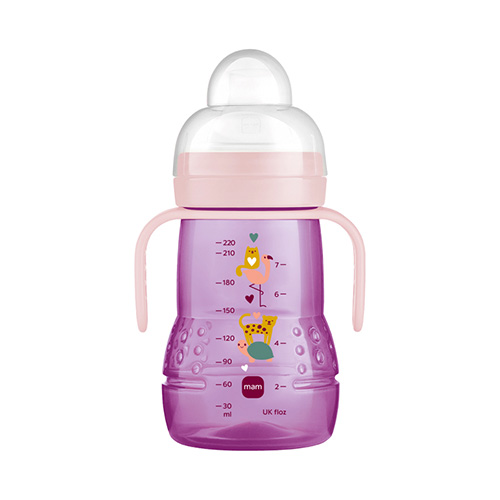 Mam Trainer+ Πλαστικό Μπιμπερό Μετάβασης 4m+ 220ml - Μωβ (450G) Mam Trainer+ Πλαστικό Μπιμπερό Μετάβασης 4m+ 220ml - Μωβ (450G)